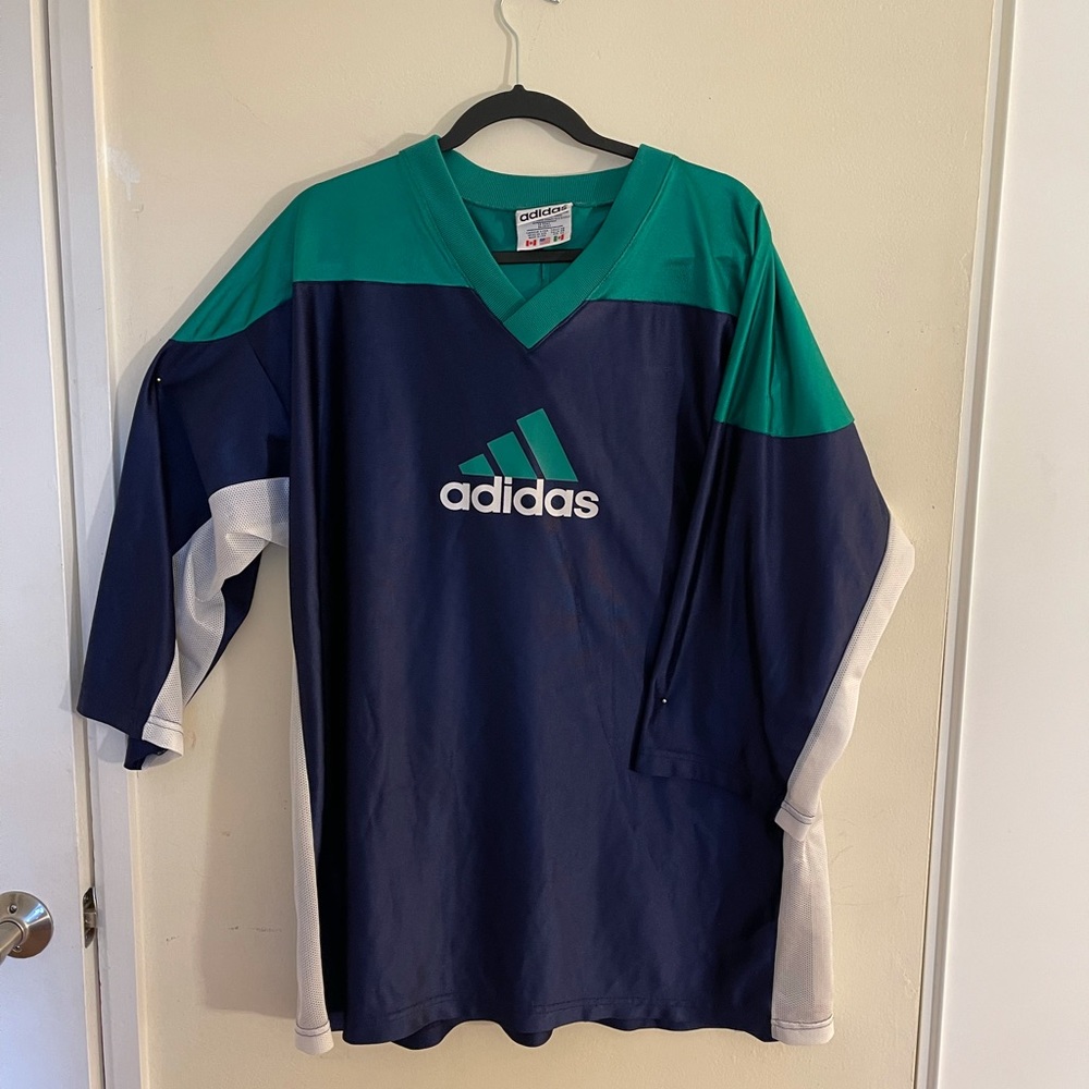 Vintage 90's Adidas Silky V Neck Goalie Jersey